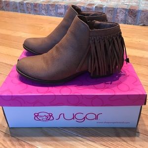 Sugar cognac distressed bootie